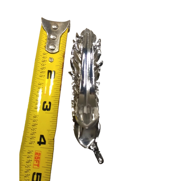 Hair Barrette Clip Silver Tone Rhinestone Feather Elegant Design Heavy Duty... - Picture 8 of 8